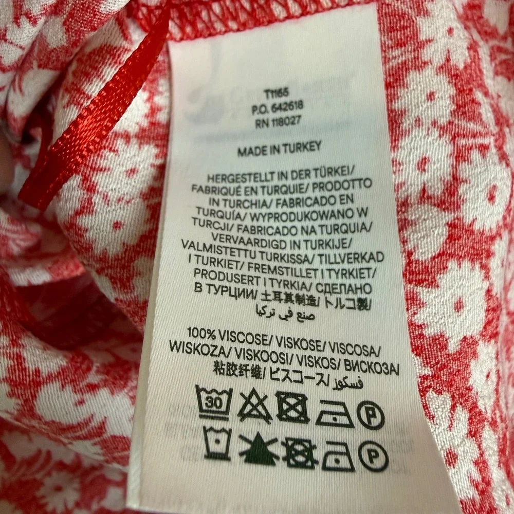 Boden Red Ditsy Floral Sweetheart Printed Square Neck Top‎ Blouse Size 6